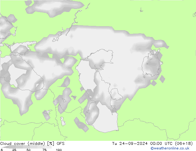 Cloud cover (middle) GFS Tu 24.09.2024 00 UTC