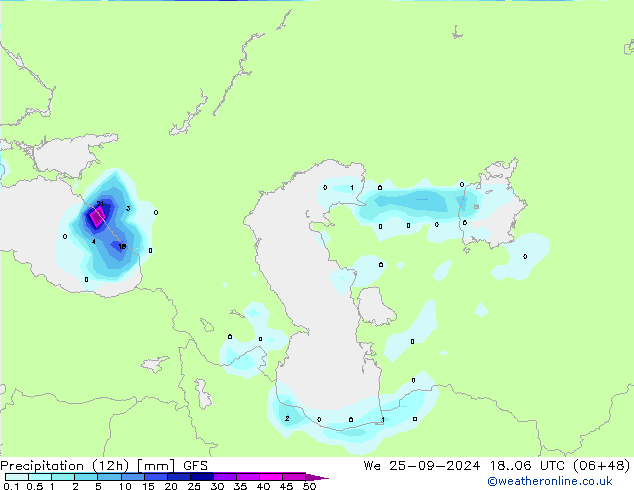 Nied. akkumuliert (12Std) GFS Mi 25.09.2024 06 UTC