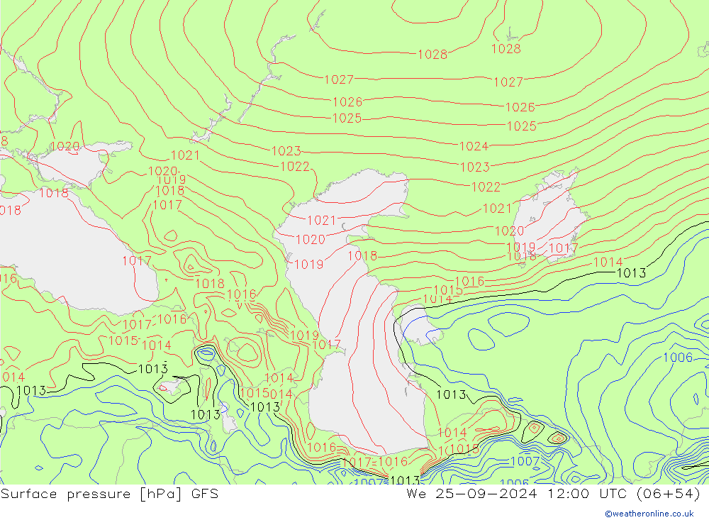 pressão do solo GFS Qua 25.09.2024 12 UTC