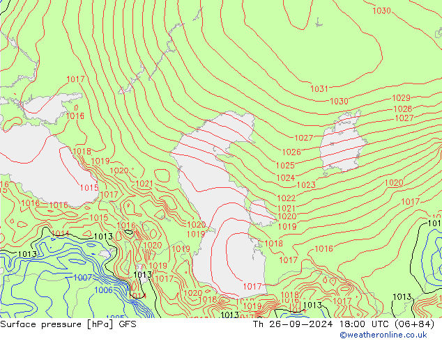 pression de l'air GFS jeu 26.09.2024 18 UTC