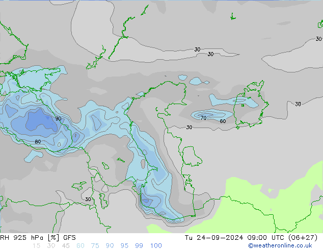 RH 925 hPa GFS  24.09.2024 09 UTC