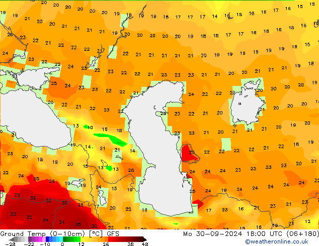 Temperatur 0-10 cm GFS Mo 30.09.2024 18 UTC