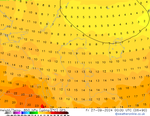 Z500/Rain (+SLP)/Z850 GFS  27.09.2024 00 UTC