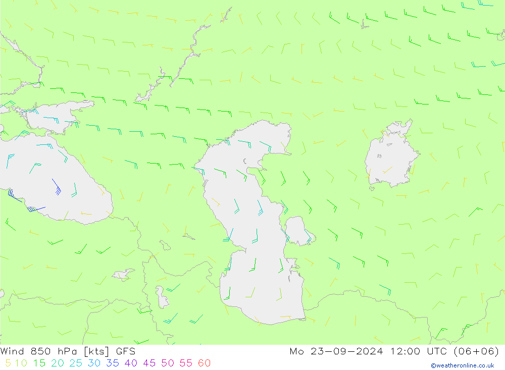 Wind 850 hPa GFS Mo 23.09.2024 12 UTC