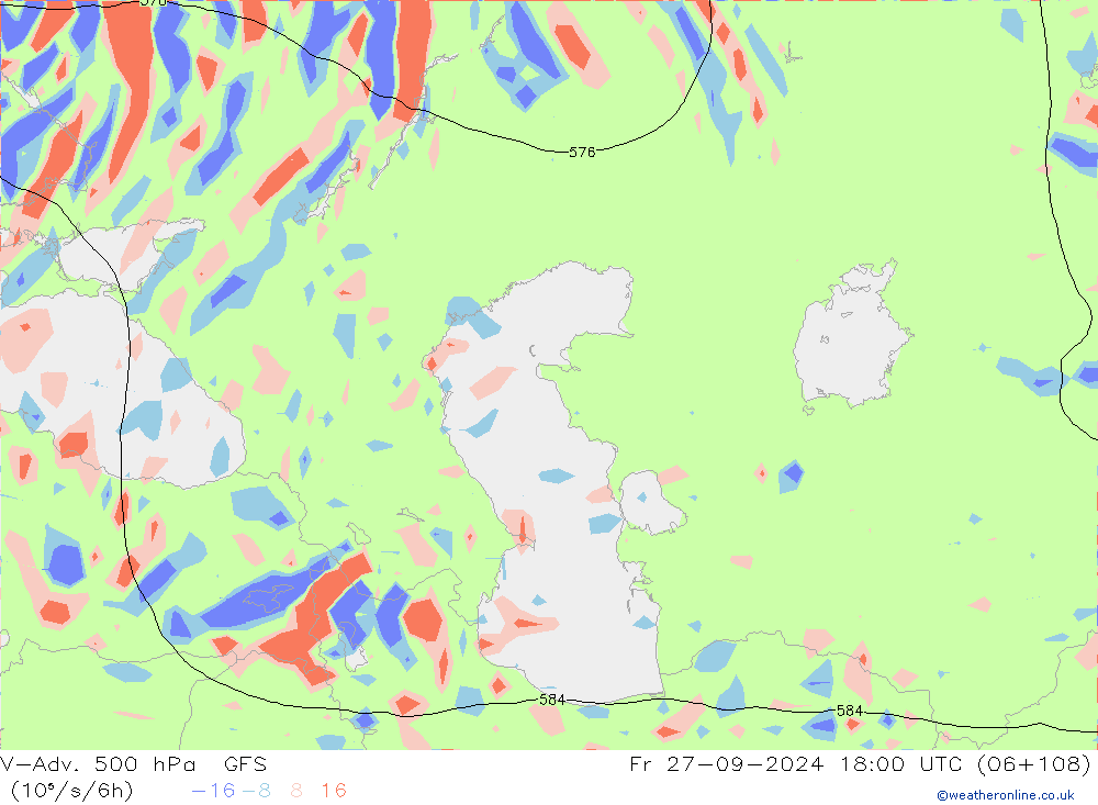 V-Adv. 500 hPa GFS Fr 27.09.2024 18 UTC