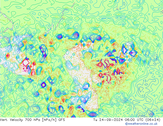 Vert. Velocity 700 hPa GFS Út 24.09.2024 06 UTC