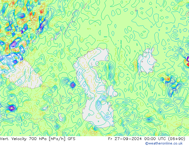 Vert. Velocity 700 hPa GFS ven 27.09.2024 00 UTC