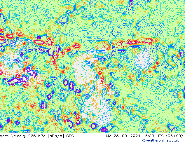 925 hPa Dikey Hız GFS Pzt 23.09.2024 15 UTC