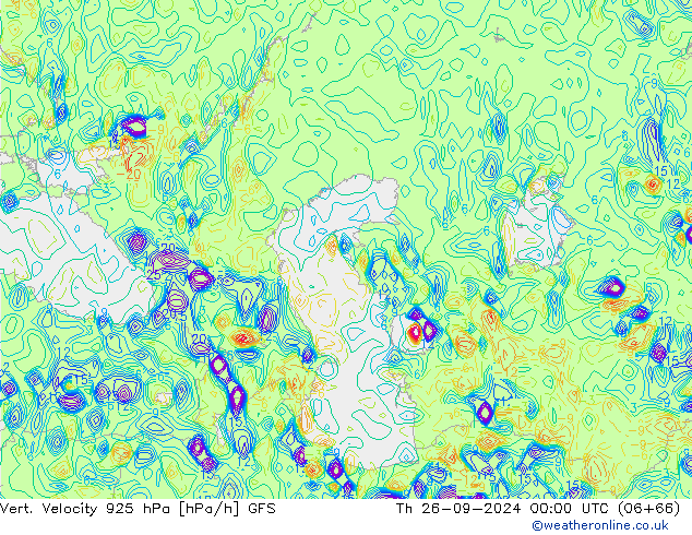 Vert. Velocity 925 hPa GFS Čt 26.09.2024 00 UTC