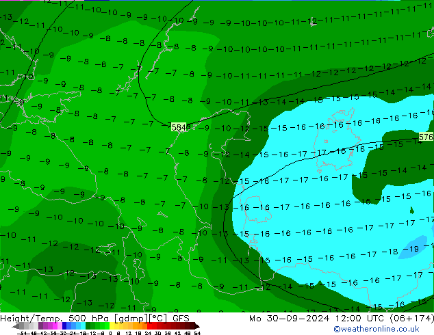 Z500/Rain (+SLP)/Z850 GFS lun 30.09.2024 12 UTC