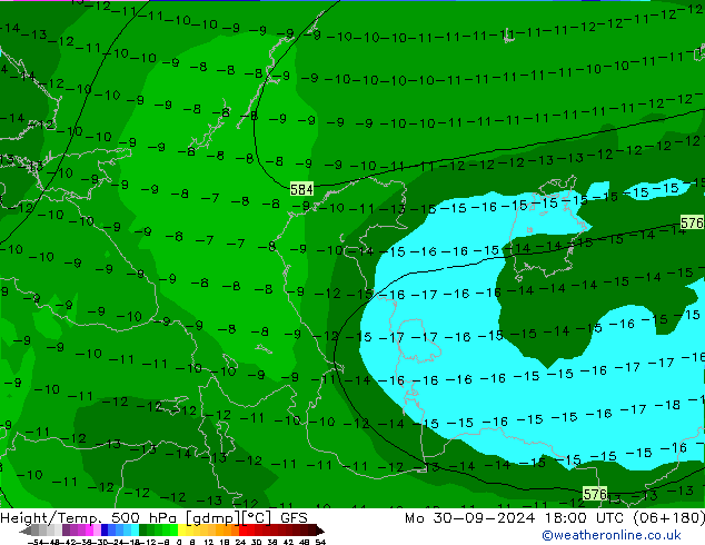 Z500/Rain (+SLP)/Z850 GFS Po 30.09.2024 18 UTC