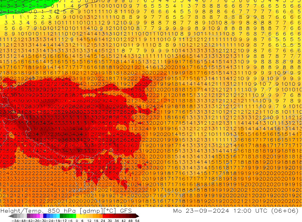 Z500/Yağmur (+YB)/Z850 GFS Pzt 23.09.2024 12 UTC