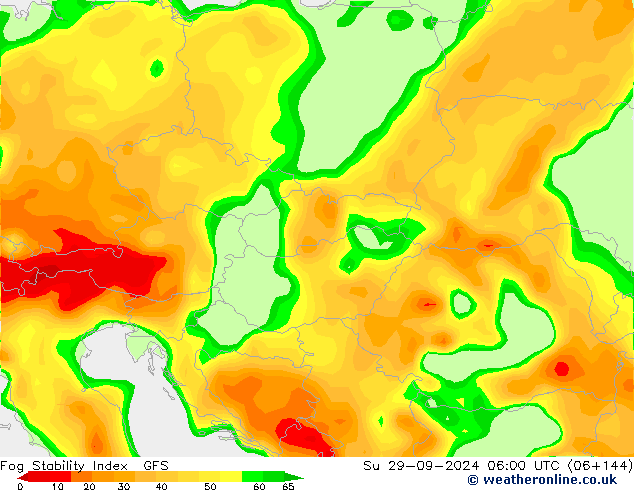 Fog Stability Index GFS Paz 29.09.2024 06 UTC