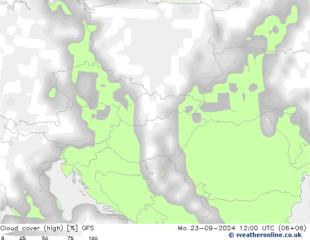 Nubi (alte,medie,basse) GFS lun 23.09.2024 12 UTC