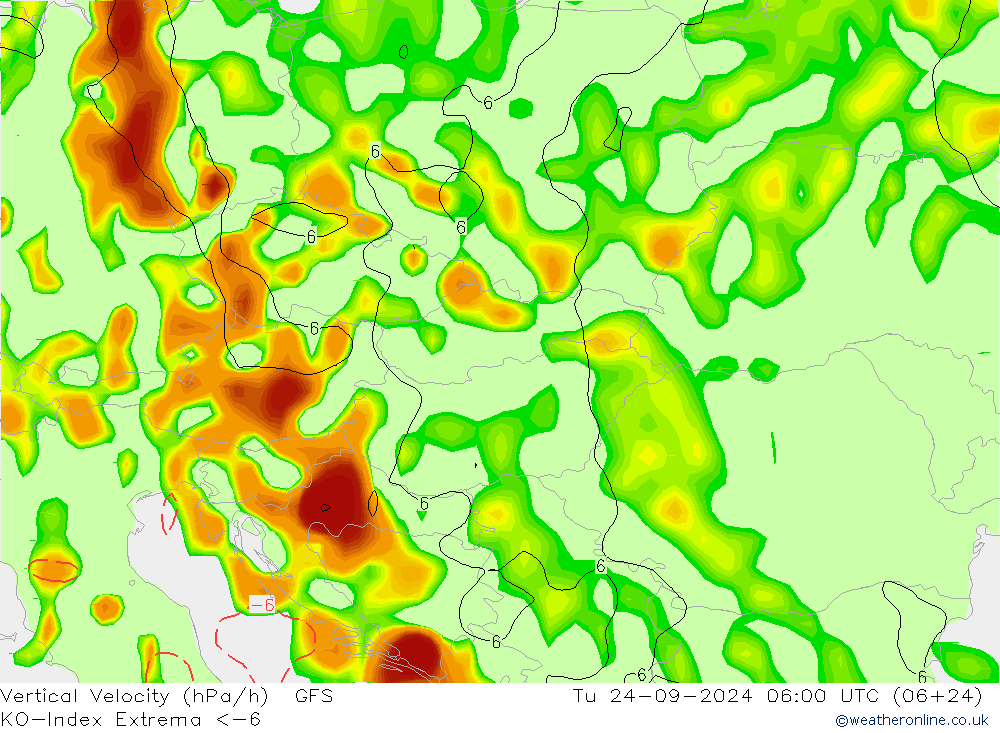 Convection-Index GFS вт 24.09.2024 06 UTC