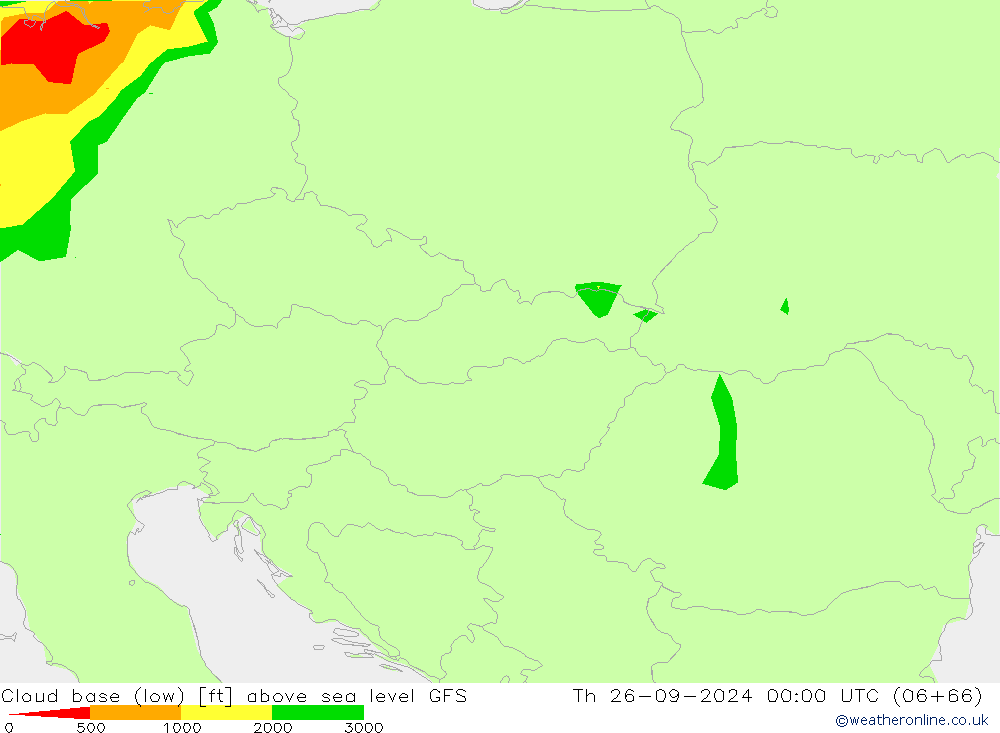 Cloud base (low) GFS Čt 26.09.2024 00 UTC