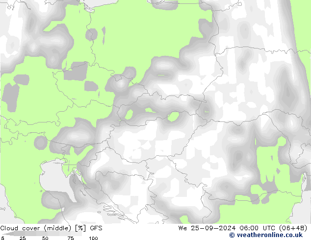 облака (средний) GFS ср 25.09.2024 06 UTC