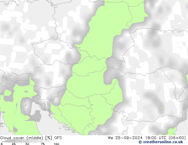 Bulutlar (orta) GFS Çar 25.09.2024 18 UTC