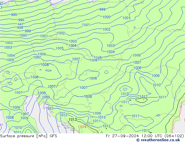 Surface pressure GFS Fr 27.09.2024 12 UTC