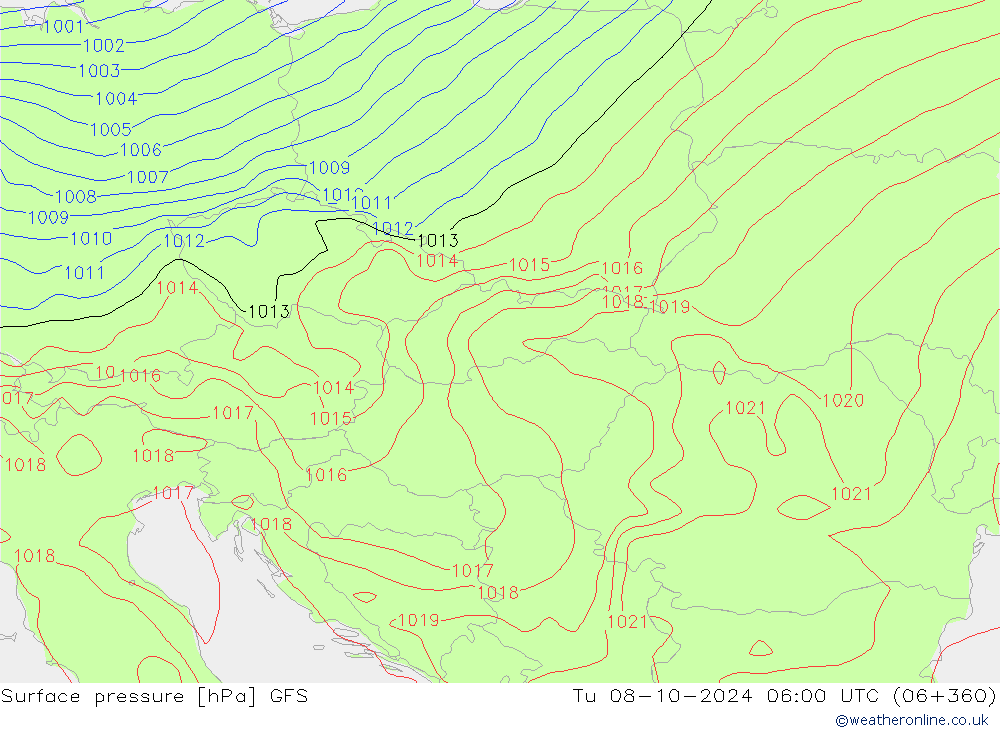 приземное давление GFS вт 08.10.2024 06 UTC