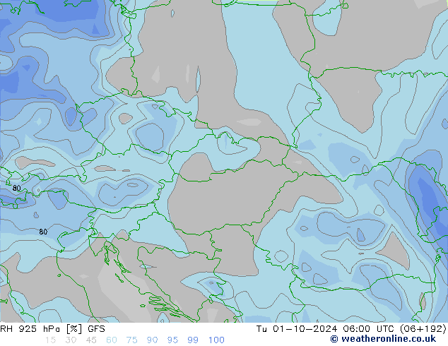 Humedad rel. 925hPa GFS mar 01.10.2024 06 UTC