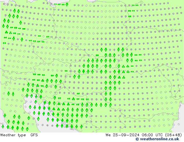 Tipo de precipitación GFS mié 25.09.2024 06 UTC