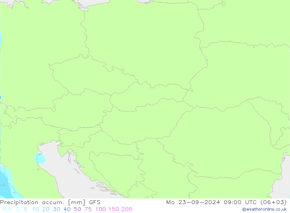 Precipitation accum. GFS  23.09.2024 09 UTC