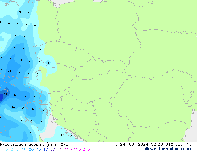 Precipitation accum. GFS Tu 24.09.2024 00 UTC