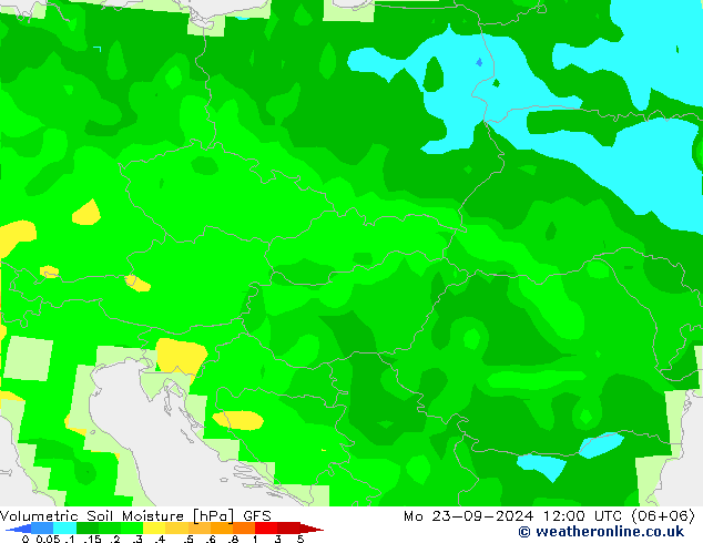 Volumetric Soil Moisture GFS lun 23.09.2024 12 UTC