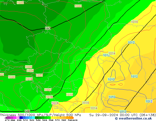 Thck 500-1000hPa GFS Su 29.09.2024 00 UTC