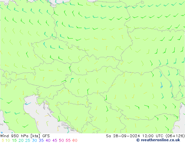 Viento 950 hPa GFS sáb 28.09.2024 12 UTC