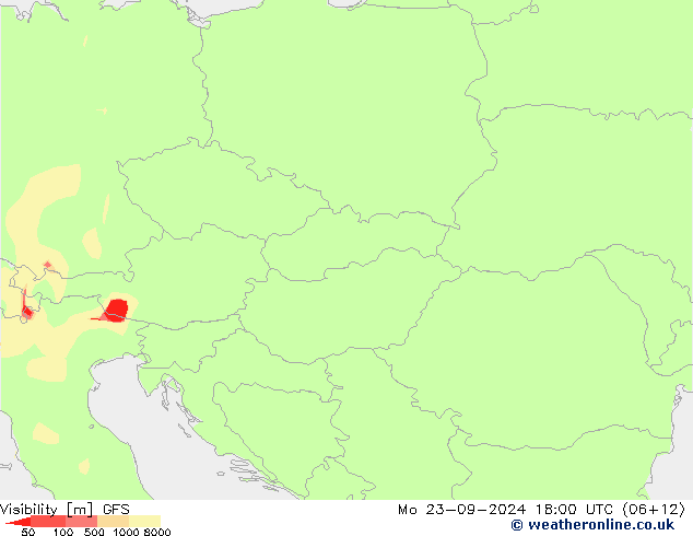 Dohlednost GFS Po 23.09.2024 18 UTC