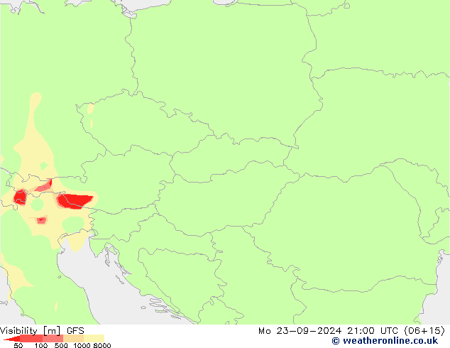 Visibility GFS Mo 23.09.2024 21 UTC