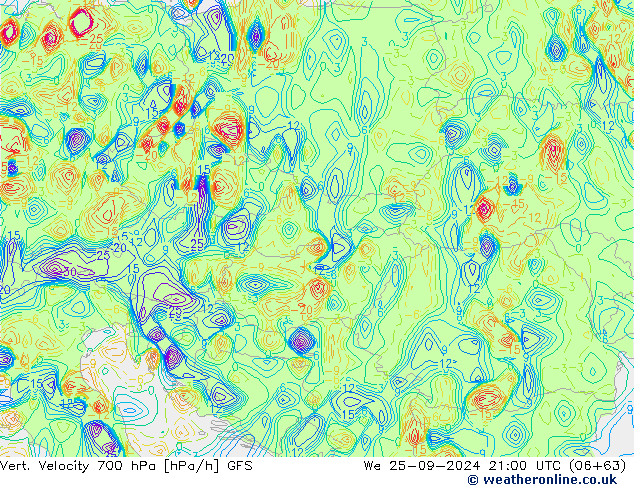 Vert. Velocity 700 гПа GFS ср 25.09.2024 21 UTC