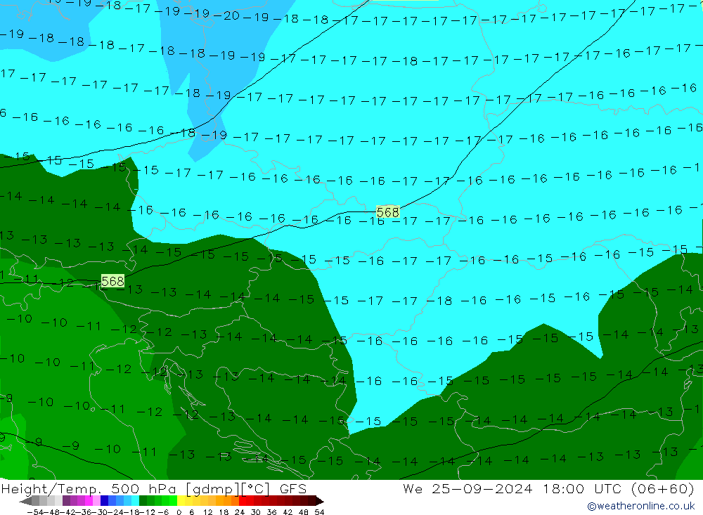 Height/Temp. 500 hPa GFS We 25.09.2024 18 UTC