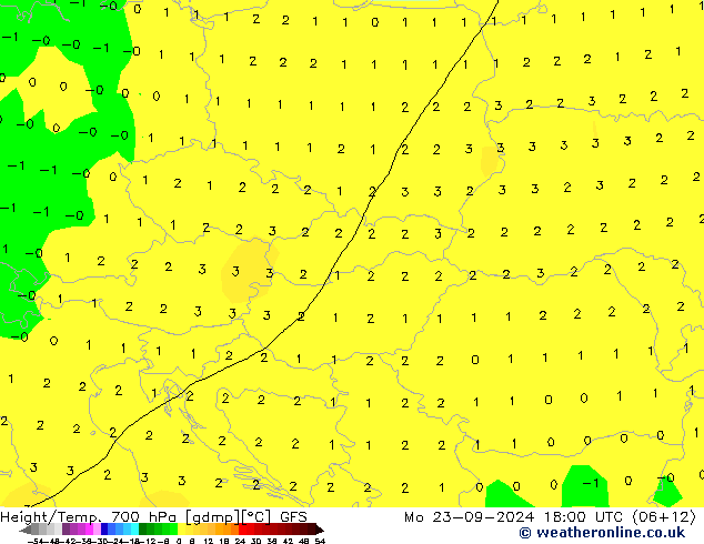 Height/Temp. 700 hPa GFS lun 23.09.2024 18 UTC