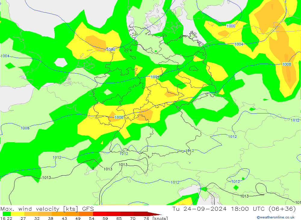 Max. wind velocity GFS  24.09.2024 18 UTC