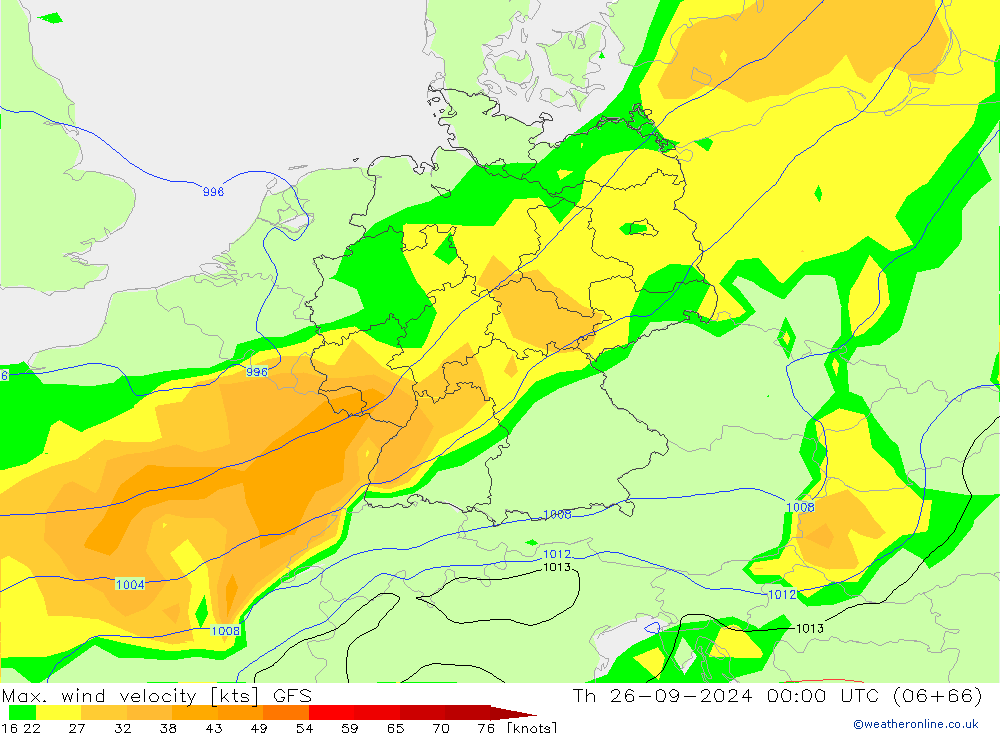 Max. wind velocity GFS Th 26.09.2024 00 UTC