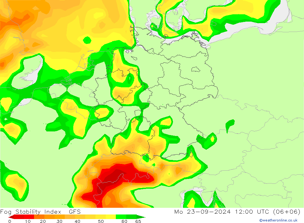 Fog Stability Index GFS lun 23.09.2024 12 UTC