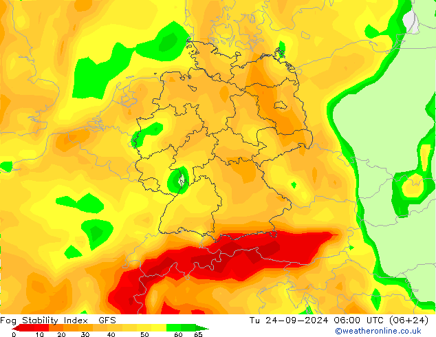 Fog Stability Index GFS Tu 24.09.2024 06 UTC