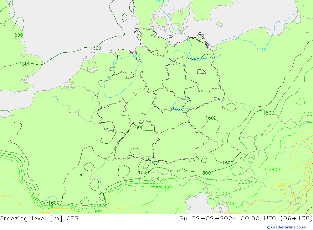 Freezing level GFS Su 29.09.2024 00 UTC