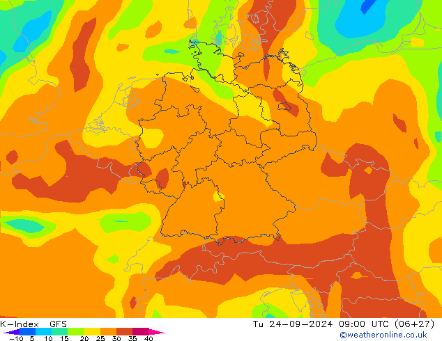 K-Index GFS  24.09.2024 09 UTC