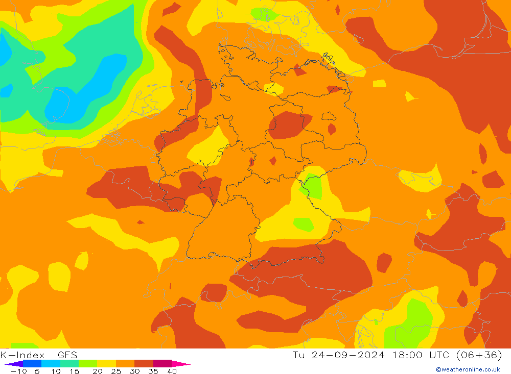 K-Index GFS Tu 24.09.2024 18 UTC