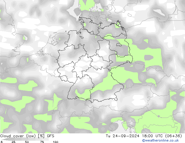 Nubes bajas GFS mar 24.09.2024 18 UTC