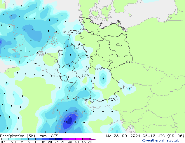 Z500/Rain (+SLP)/Z850 GFS Mo 23.09.2024 12 UTC