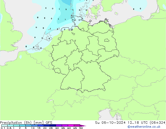 opad (6h) GFS nie. 06.10.2024 18 UTC