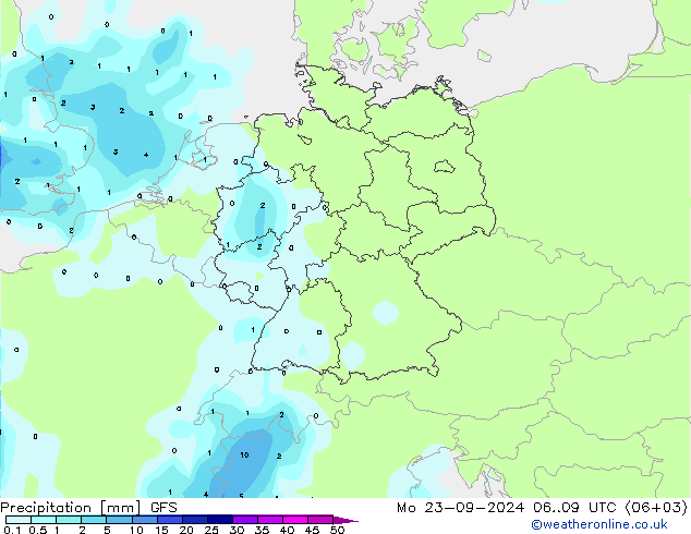 Precipitación GFS lun 23.09.2024 09 UTC