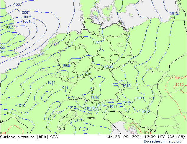 Surface pressure GFS Mo 23.09.2024 12 UTC