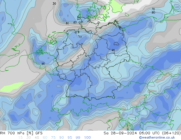 RH 700 hPa GFS So 28.09.2024 06 UTC