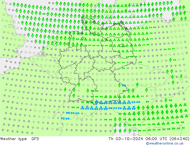 Tipo de precipitación GFS jue 03.10.2024 06 UTC